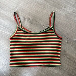 Aeropostale Fitted Black and Red Crop Tank Top